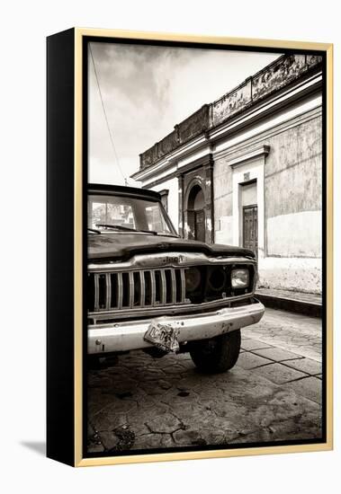 ¡Viva Mexico! Collection - Old Black Jeep and Colorful Street IV-Philippe Hugonnard-Framed Premier Image Canvas