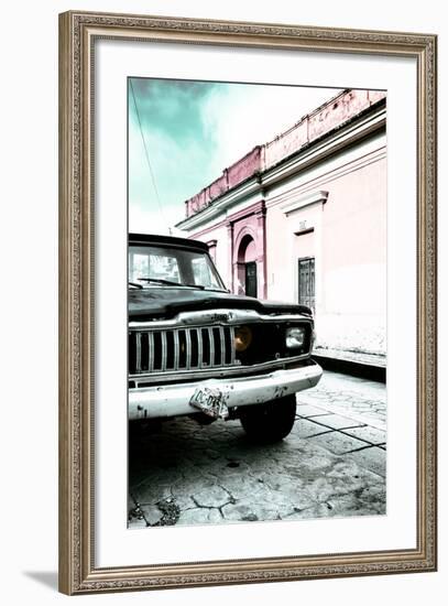 ¡Viva Mexico! Collection - Old Black Jeep and Colorful Street VII-Philippe Hugonnard-Framed Photographic Print