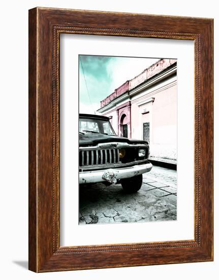 ¡Viva Mexico! Collection - Old Black Jeep and Colorful Street VII-Philippe Hugonnard-Framed Photographic Print