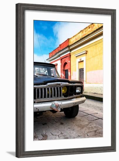 ¡Viva Mexico! Collection - Old Black Jeep and Colorful Street-Philippe Hugonnard-Framed Photographic Print