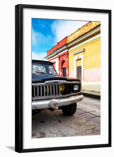 ¡Viva Mexico! Collection - Old Black Jeep and Colorful Street-Philippe Hugonnard-Framed Photographic Print