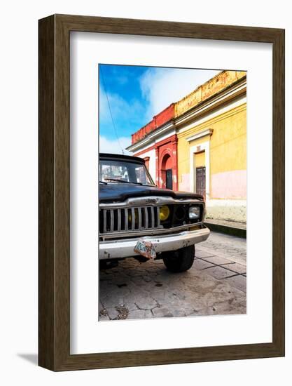 ¡Viva Mexico! Collection - Old Black Jeep and Colorful Street-Philippe Hugonnard-Framed Photographic Print