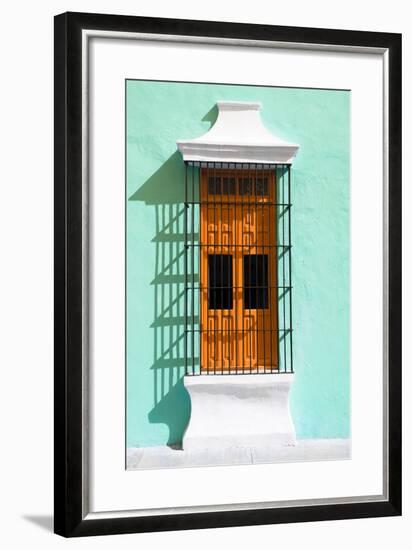 ¡Viva Mexico! Collection - Orange Window and Coral Green Wall in Campeche-Philippe Hugonnard-Framed Photographic Print