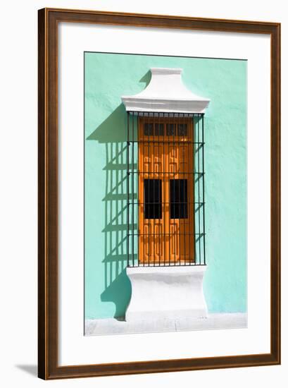 ¡Viva Mexico! Collection - Orange Window and Coral Green Wall in Campeche-Philippe Hugonnard-Framed Photographic Print