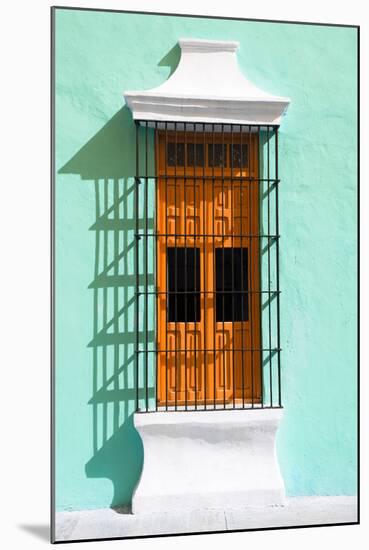 ¡Viva Mexico! Collection - Orange Window and Coral Green Wall in Campeche-Philippe Hugonnard-Mounted Photographic Print