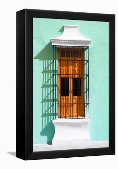 ¡Viva Mexico! Collection - Orange Window and Coral Green Wall in Campeche-Philippe Hugonnard-Framed Premier Image Canvas