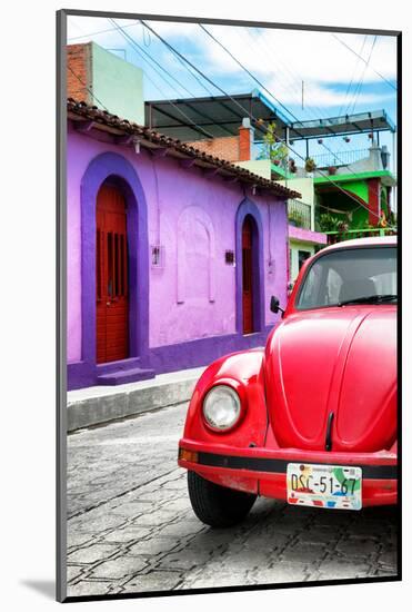 ¡Viva Mexico! Collection - Red VW Beetle Car in a Colorful Street-Philippe Hugonnard-Mounted Photographic Print