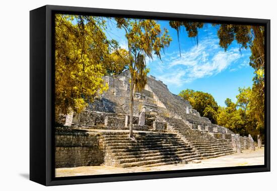 ¡Viva Mexico! Collection - Ruins of the ancient Mayan city with Fall Colors of Calakmul III-Philippe Hugonnard-Framed Premier Image Canvas