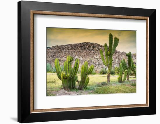 ¡Viva Mexico! Collection - Saguaro Cactus and Mexican Ruins at Sunset-Philippe Hugonnard-Framed Photographic Print