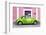 ¡Viva Mexico! Collection - The Kelly Green VW Beetle Car with Light Pink Street Wall-Philippe Hugonnard-Framed Photographic Print