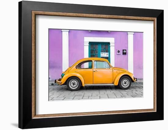 ¡Viva Mexico! Collection - The Orange VW Beetle Car with Mauve Street Wall-Philippe Hugonnard-Framed Photographic Print