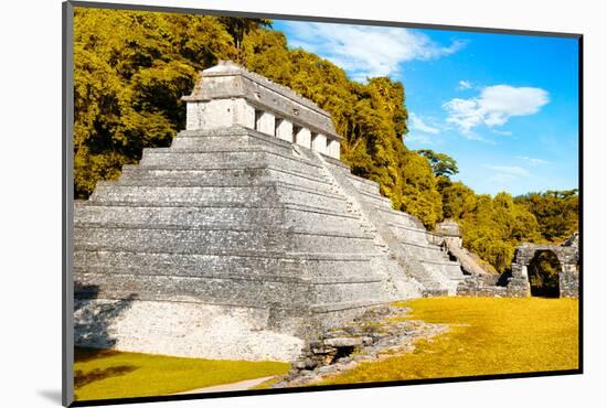¡Viva Mexico! Collection - The Temple of the Inscription with Fall Colors - Palenque-Philippe Hugonnard-Mounted Photographic Print