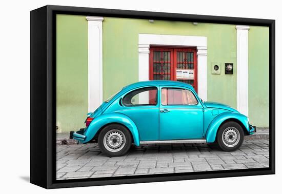 ?Viva Mexico! Collection - The Turquoise VW Beetle Car with Lime Green Street Wall-Philippe Hugonnard-Framed Premier Image Canvas