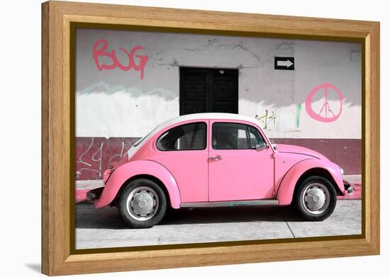 ¡Viva Mexico! Collection - VW Beetle Car and Light Pink Graffiti-Philippe Hugonnard-Framed Premier Image Canvas