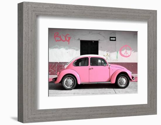 ¡Viva Mexico! Collection - VW Beetle Car and Light Pink Graffiti-Philippe Hugonnard-Framed Photographic Print