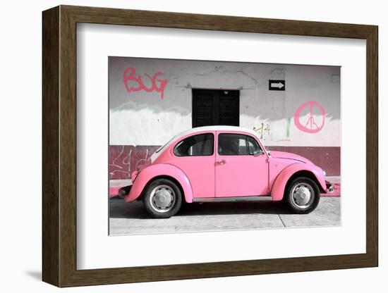 ¡Viva Mexico! Collection - VW Beetle Car and Light Pink Graffiti-Philippe Hugonnard-Framed Photographic Print