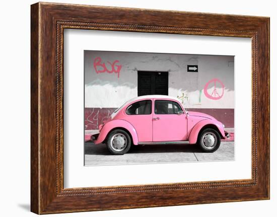 ¡Viva Mexico! Collection - VW Beetle Car and Light Pink Graffiti-Philippe Hugonnard-Framed Photographic Print