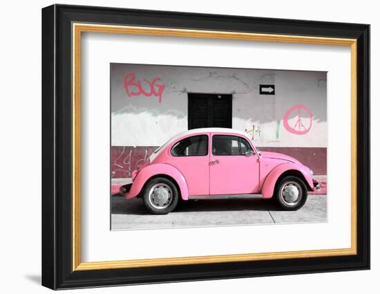 ¡Viva Mexico! Collection - VW Beetle Car and Light Pink Graffiti-Philippe Hugonnard-Framed Photographic Print