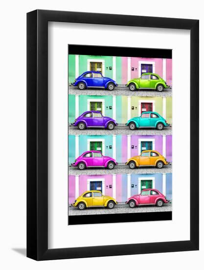 ¡Viva Mexico! Collection - VW Beetle Cars with Colors Street Wall-Philippe Hugonnard-Framed Photographic Print