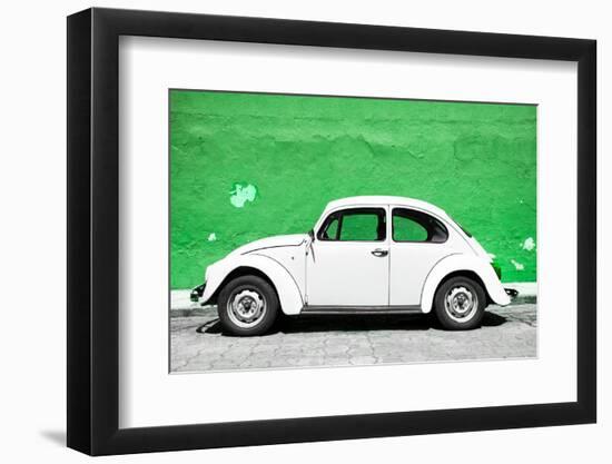 ?Viva Mexico! Collection - White VW Beetle Car and Green Street Wall-Philippe Hugonnard-Framed Photographic Print