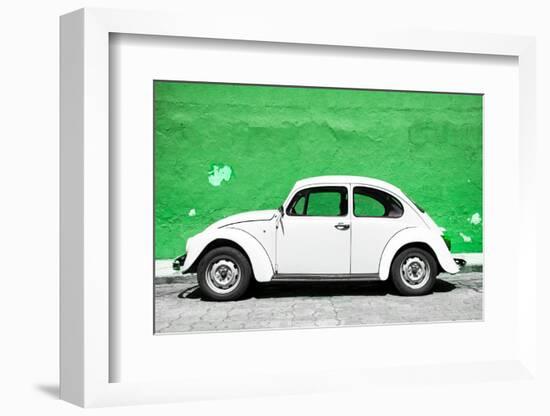 ?Viva Mexico! Collection - White VW Beetle Car and Green Street Wall-Philippe Hugonnard-Framed Photographic Print