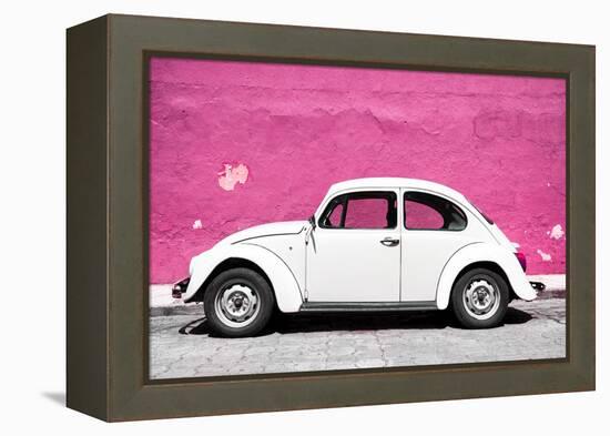 ¡Viva Mexico! Collection - White VW Beetle Car and Pink Street Wall-Philippe Hugonnard-Framed Premier Image Canvas