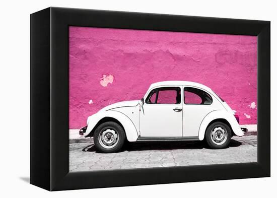 ¡Viva Mexico! Collection - White VW Beetle Car and Pink Street Wall-Philippe Hugonnard-Framed Premier Image Canvas