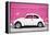 ¡Viva Mexico! Collection - White VW Beetle Car and Pink Street Wall-Philippe Hugonnard-Framed Premier Image Canvas