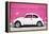 ¡Viva Mexico! Collection - White VW Beetle Car and Pink Street Wall-Philippe Hugonnard-Framed Premier Image Canvas