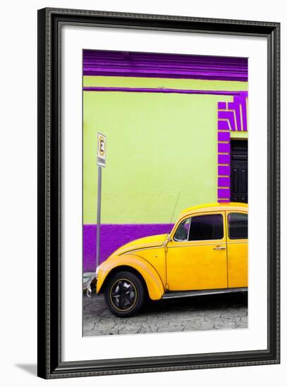 ¡Viva Mexico! Collection - Yellow VW Beetle Car and Colorful Wall-Philippe Hugonnard-Framed Photographic Print