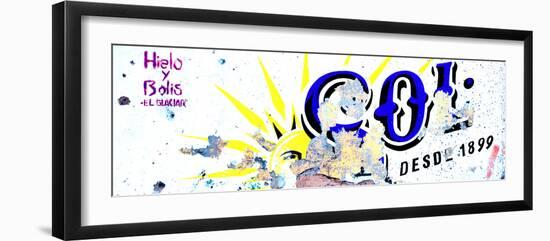 ¡Viva Mexico! Panoramic Collection - Blue SOL Sign Street Wall-Philippe Hugonnard-Framed Photographic Print