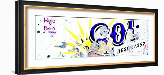 ¡Viva Mexico! Panoramic Collection - Blue SOL Sign Street Wall-Philippe Hugonnard-Framed Photographic Print