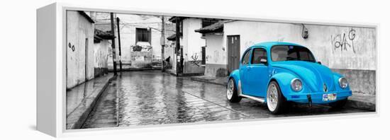 ¡Viva Mexico! Panoramic Collection - Blue VW Beetle Car in San Cristobal de Las Casas-Philippe Hugonnard-Framed Premier Image Canvas