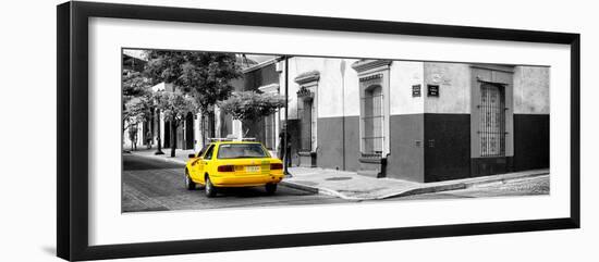 ¡Viva Mexico! Panoramic Collection - Colorful Mexican Street with Yellow Taxi III-Philippe Hugonnard-Framed Photographic Print