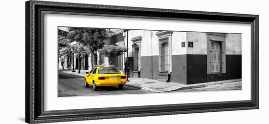 ¡Viva Mexico! Panoramic Collection - Colorful Mexican Street with Yellow Taxi III-Philippe Hugonnard-Framed Photographic Print