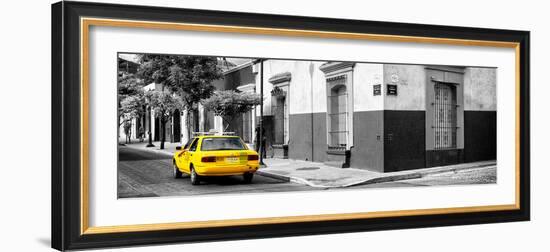 ¡Viva Mexico! Panoramic Collection - Colorful Mexican Street with Yellow Taxi III-Philippe Hugonnard-Framed Photographic Print