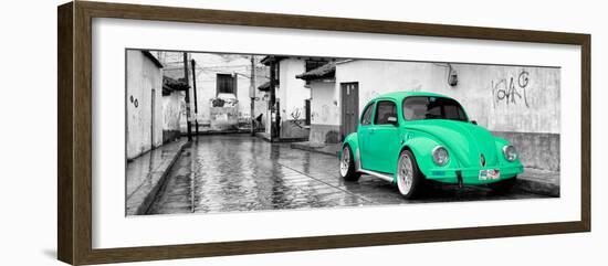 ¡Viva Mexico! Panoramic Collection - Coral Green VW Beetle Car in San Cristobal de Las Casas-Philippe Hugonnard-Framed Photographic Print