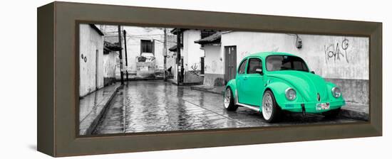 ¡Viva Mexico! Panoramic Collection - Coral Green VW Beetle Car in San Cristobal de Las Casas-Philippe Hugonnard-Framed Premier Image Canvas