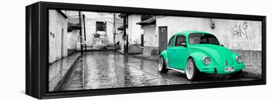 ¡Viva Mexico! Panoramic Collection - Coral Green VW Beetle Car in San Cristobal de Las Casas-Philippe Hugonnard-Framed Premier Image Canvas