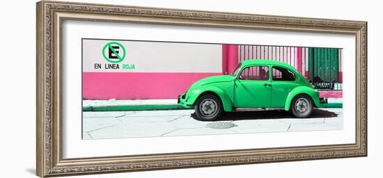 ¡Viva Mexico! Panoramic Collection - "En Linea Roja" Green VW Beetle Car-Philippe Hugonnard-Framed Photographic Print