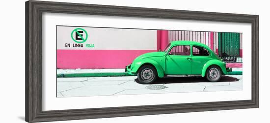 ¡Viva Mexico! Panoramic Collection - "En Linea Roja" Green VW Beetle Car-Philippe Hugonnard-Framed Photographic Print