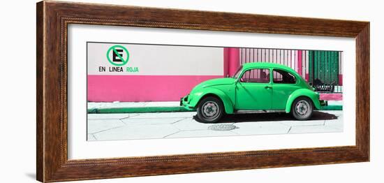 ¡Viva Mexico! Panoramic Collection - "En Linea Roja" Green VW Beetle Car-Philippe Hugonnard-Framed Photographic Print