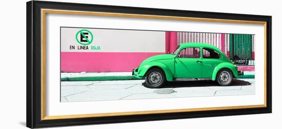 ¡Viva Mexico! Panoramic Collection - "En Linea Roja" Green VW Beetle Car-Philippe Hugonnard-Framed Photographic Print