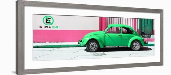 ¡Viva Mexico! Panoramic Collection - "En Linea Roja" Green VW Beetle Car-Philippe Hugonnard-Framed Photographic Print