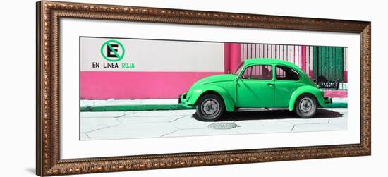 ¡Viva Mexico! Panoramic Collection - "En Linea Roja" Green VW Beetle Car-Philippe Hugonnard-Framed Photographic Print