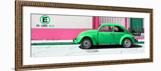 ¡Viva Mexico! Panoramic Collection - "En Linea Roja" Green VW Beetle Car-Philippe Hugonnard-Framed Photographic Print