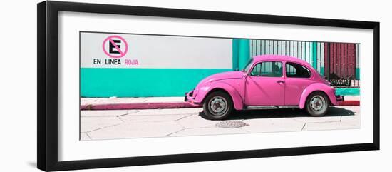 ¡Viva Mexico! Panoramic Collection - "En Linea Roja" Pink VW Beetle Car-Philippe Hugonnard-Framed Photographic Print