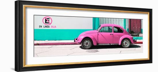 ¡Viva Mexico! Panoramic Collection - "En Linea Roja" Pink VW Beetle Car-Philippe Hugonnard-Framed Photographic Print