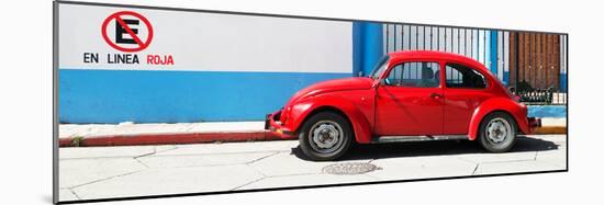 ¡Viva Mexico! Panoramic Collection - "En Linea Roja" Red VW Beetle Car-Philippe Hugonnard-Mounted Photographic Print