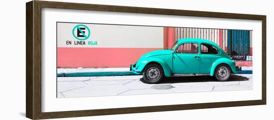 ¡Viva Mexico! Panoramic Collection - "En Linea Roja" Turquoise VW Beetle Car-Philippe Hugonnard-Framed Photographic Print